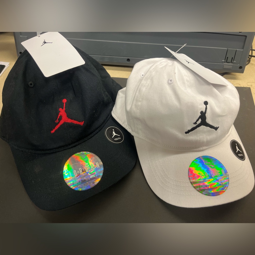 2 Jordan Black and White Cap with Red Logo